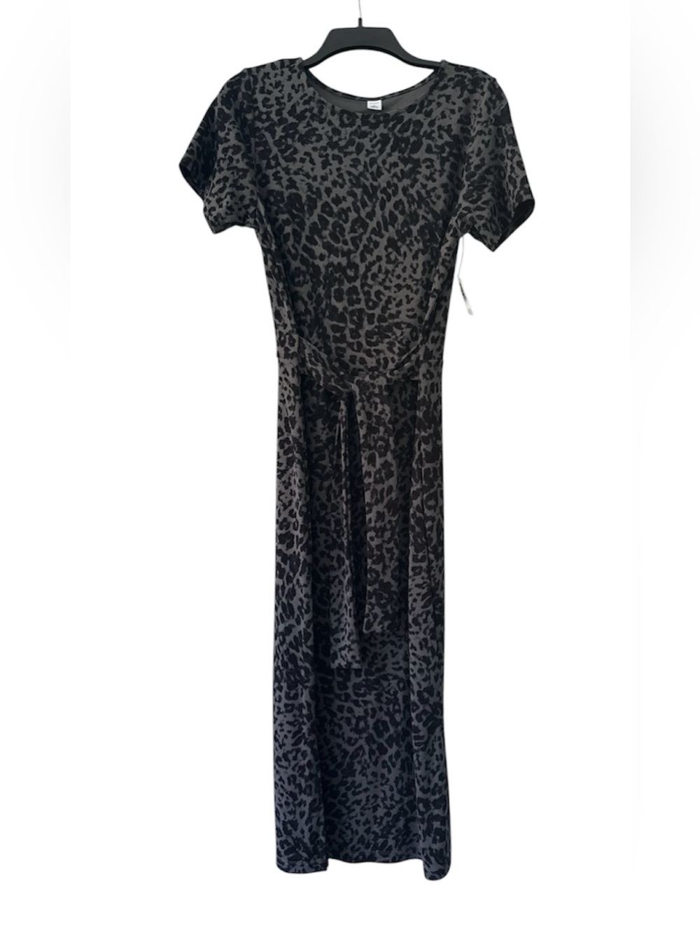 Old Navy Black and Gray Leopard Print Short Sleeve Maxi Dress